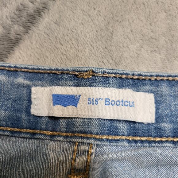 Levis 518 Bootcut Jeans Womens 9 Light Wash Blue Stretch Low Rise 5 Pocket - Picture 3 of 11